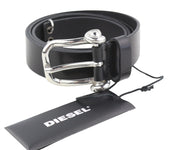 DIESEL B-Pirsin Men Belt 100 CM Black Leather Buckle Closure Leather Casual