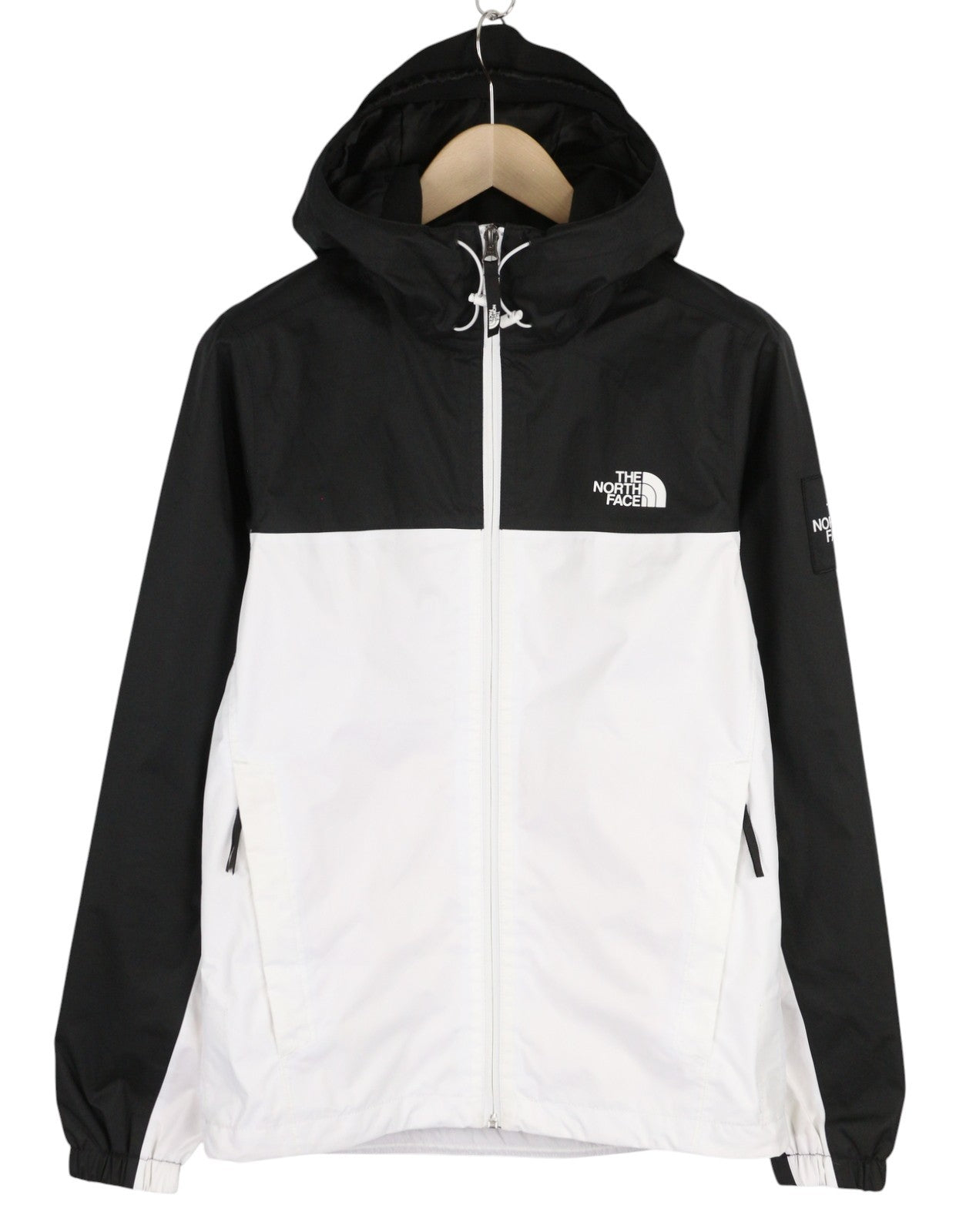 THE NORTH FACE Men Jacket XS Black Full Zip Hooded Lightweight Dry Vent White