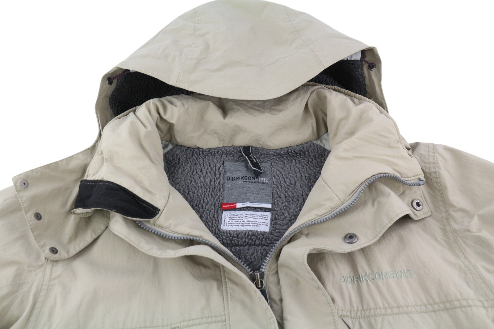 DIDRIKSONS Mike Usx Parka Men Jacket L Storm System Removable Hood Zipper Beige