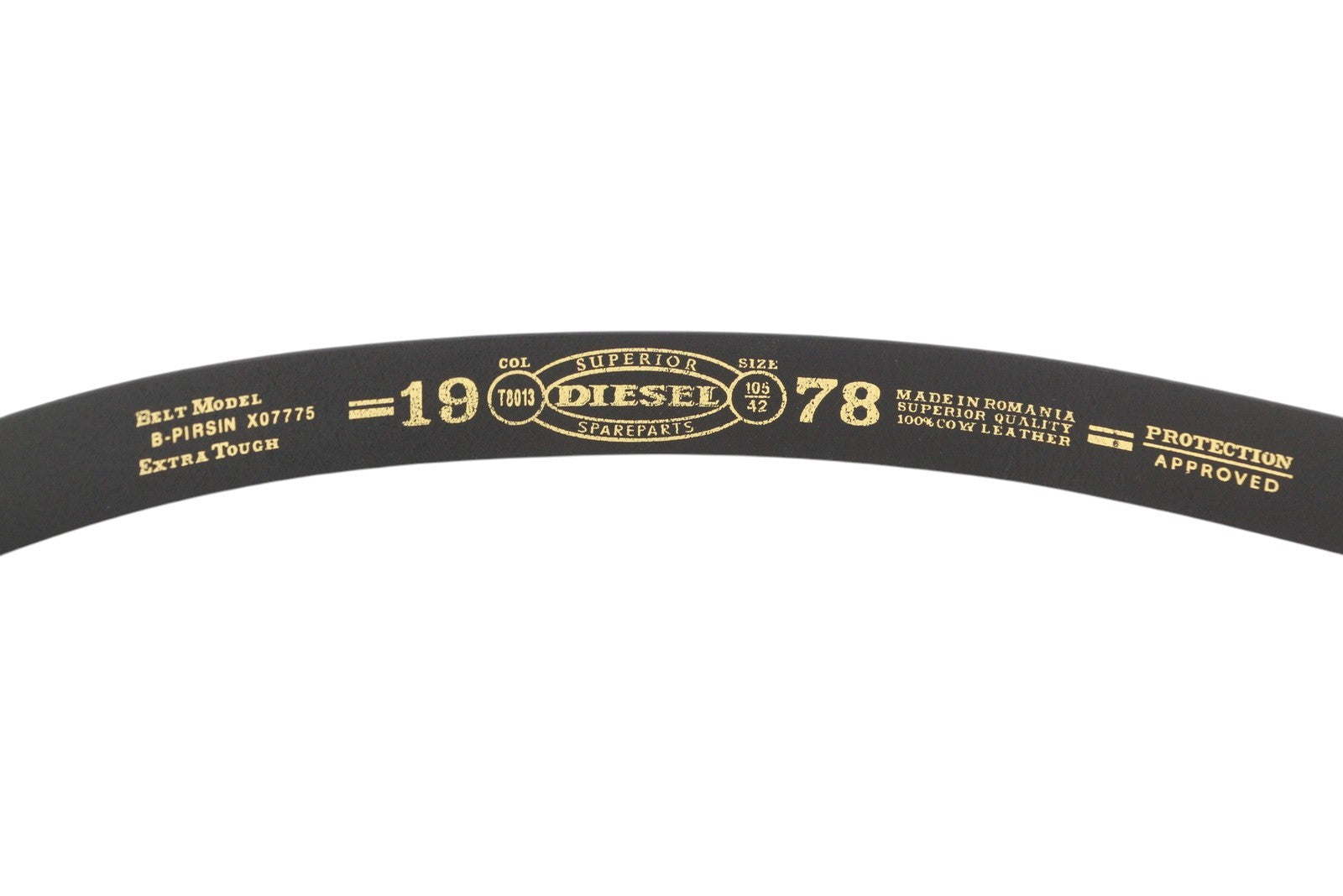 DIESEL B-Pirsin Men Belt 105 CM Black Leather Silver Tone Buckle Leather Casual