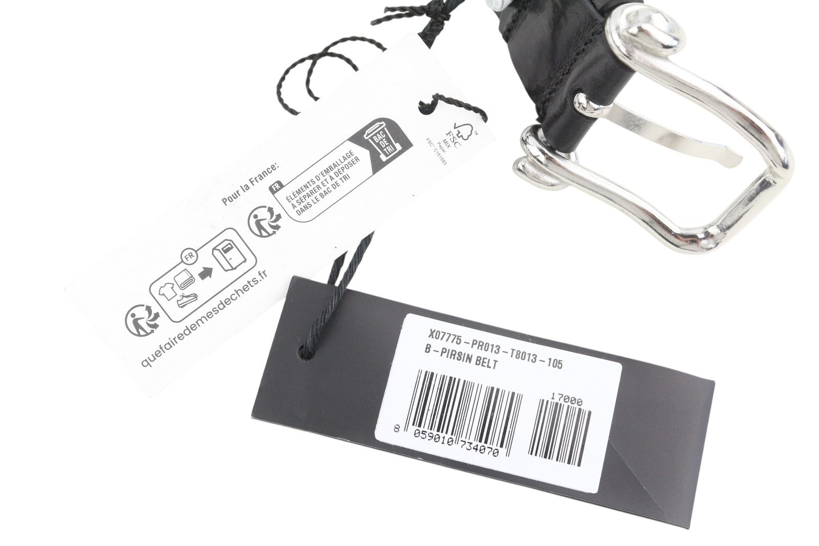 DIESEL B-Pirsin Men Belt 105 CM Black Leather Silver Tone Buckle Leather Casual