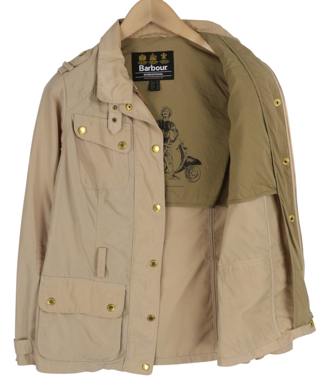 BARBOUR Bintl Broton Belted Casual Women Jacket EU36 Brown Full Zip Lightweight