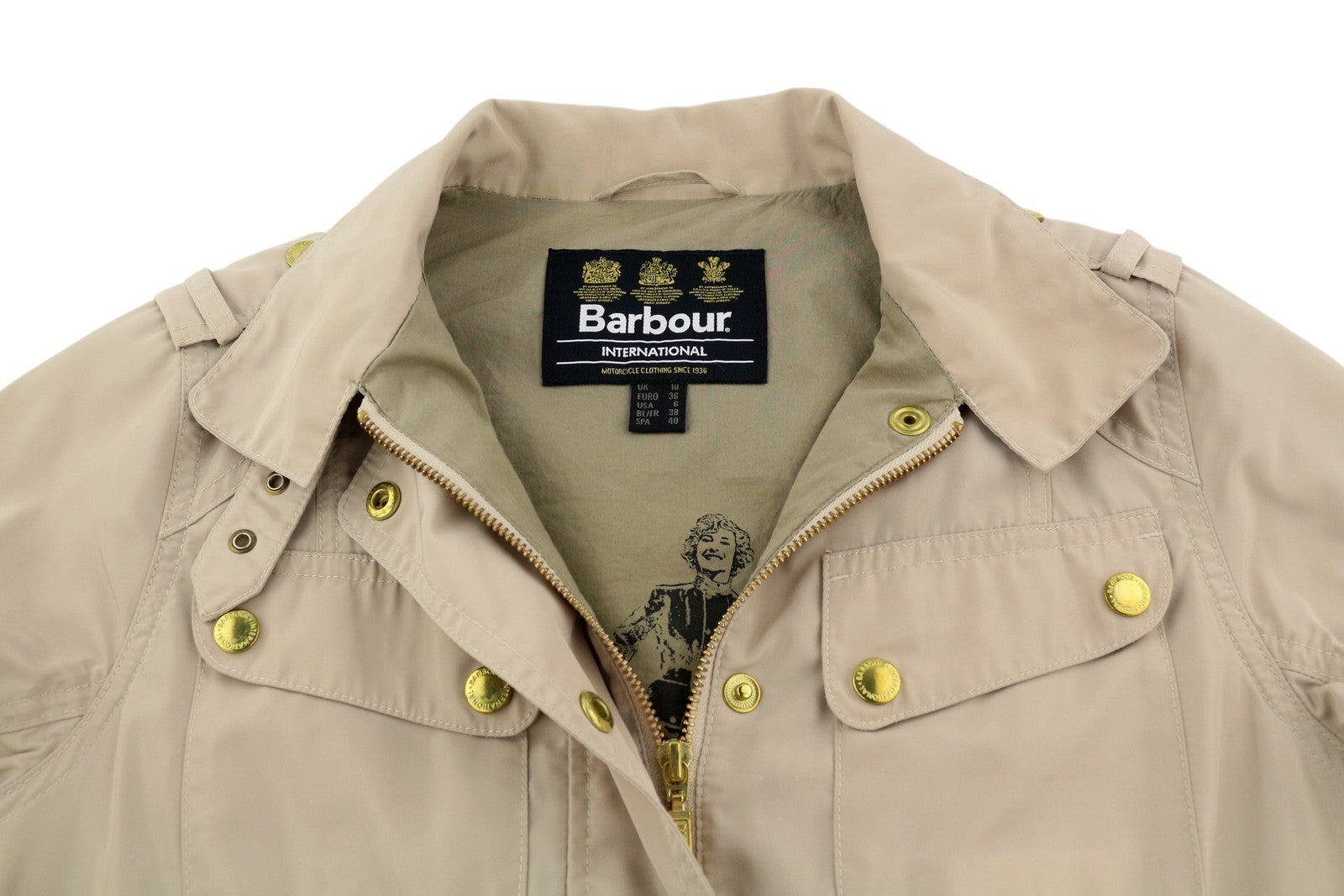 BARBOUR Bintl Broton Belted Casual Women Jacket EU36 Brown Full Zip Lightweight