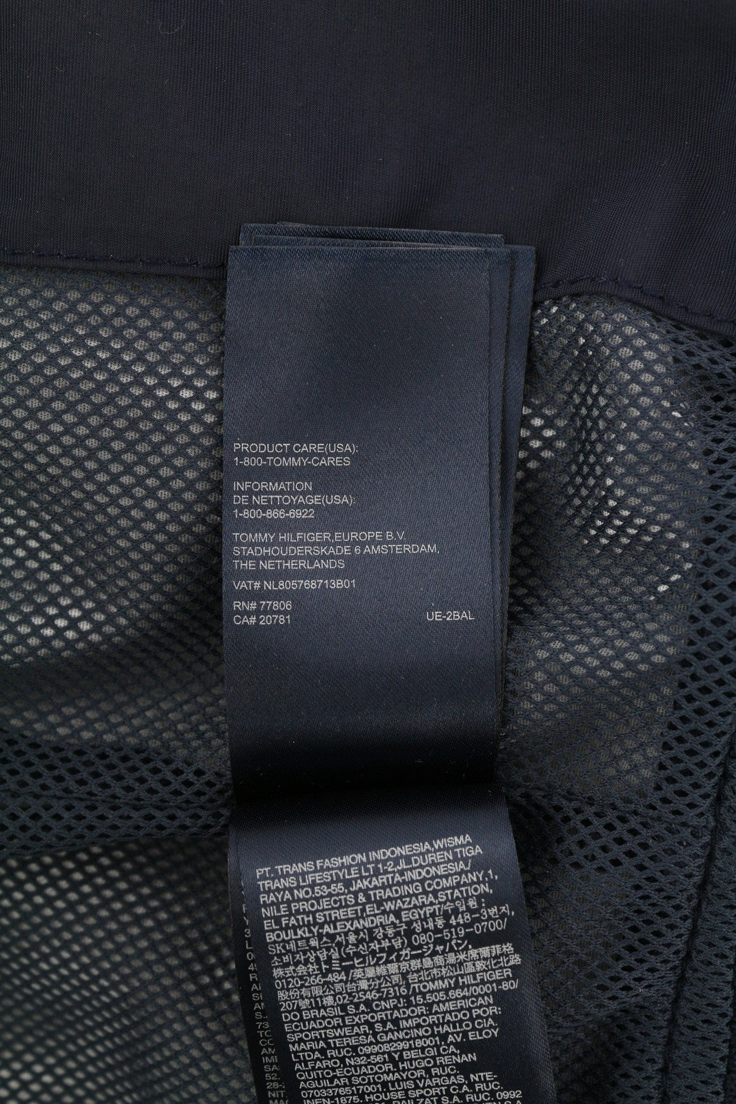 TOMMY HILFIGER Men Jacket XL Dark Blue Full Zip High Neck Mesh Lined Lightweight