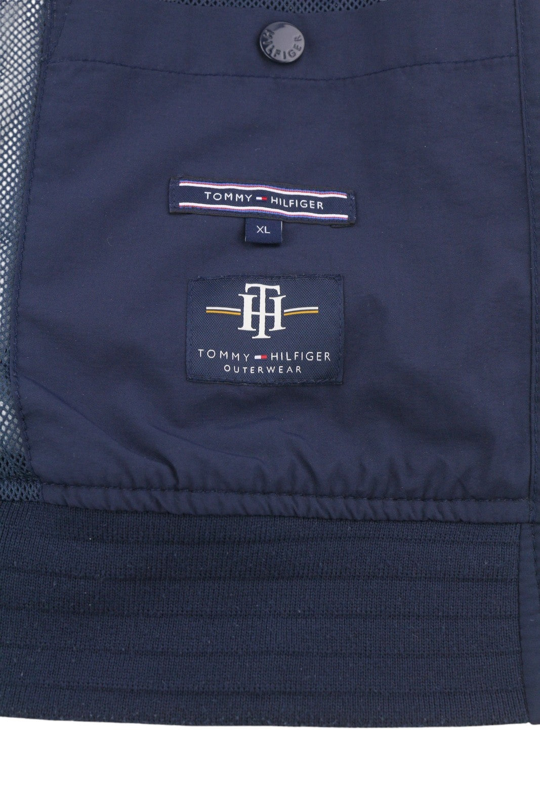 TOMMY HILFIGER Men Jacket XL Dark Blue Full Zip High Neck Mesh Lined Lightweight