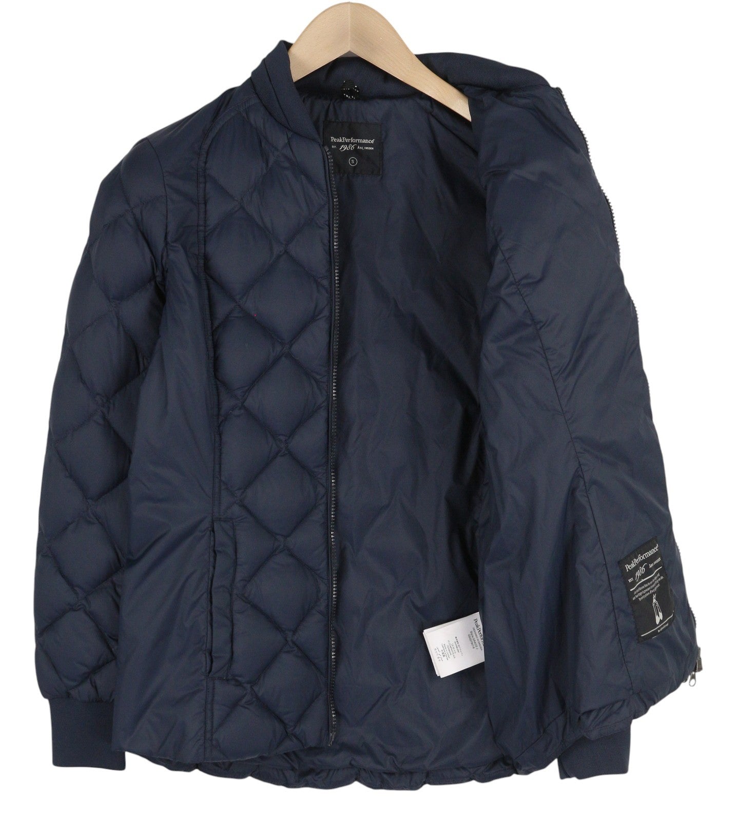 PEAK PERFORMANCE Grace Women Jacket S Dark Blue Down Filled Quilted Puffer Logo