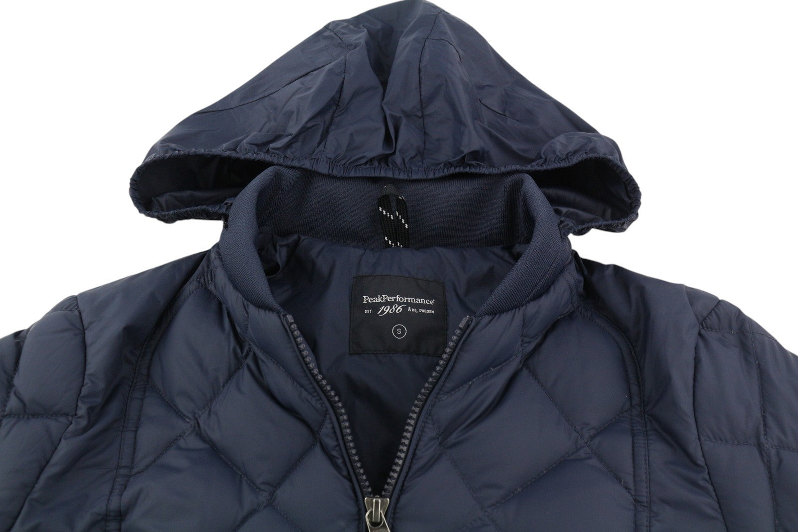 PEAK PERFORMANCE Grace Women Jacket S Dark Blue Down Filled Quilted Puffer Logo