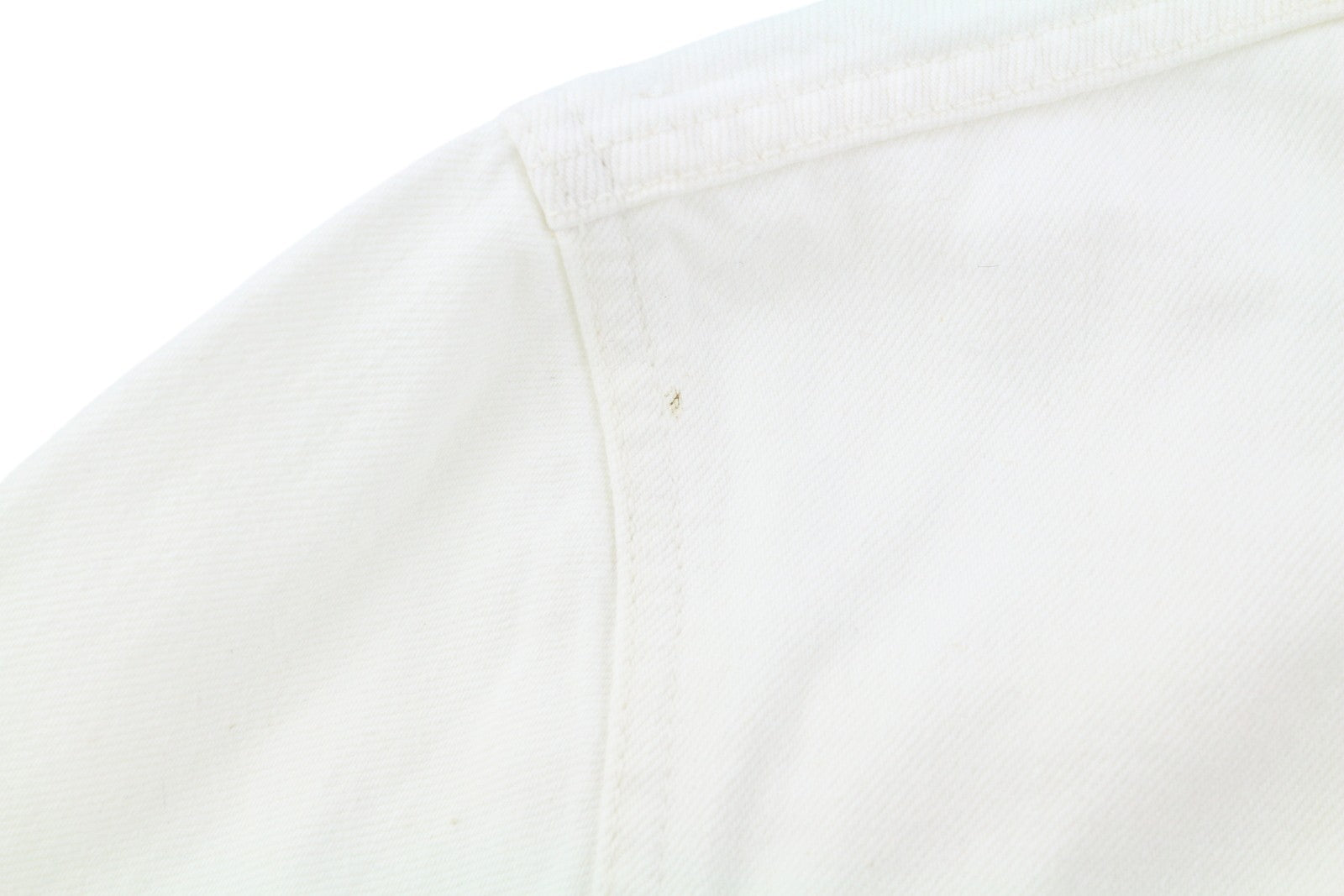 NUDIE JEANS Billy Men Jacket L Pitch White Worn Denim Buttoned Neck Logo