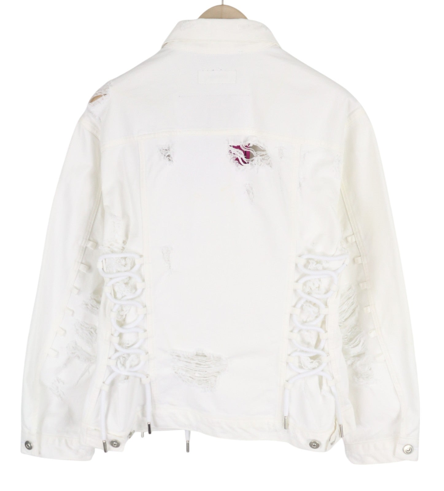 DIESEL Electronic Tekno Ravers Women Jacket S White Denim Ripped Distress Button