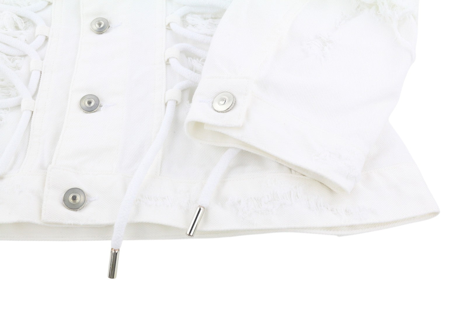 DIESEL Electronic Tekno Ravers Women Jacket S White Denim Ripped Distress Button