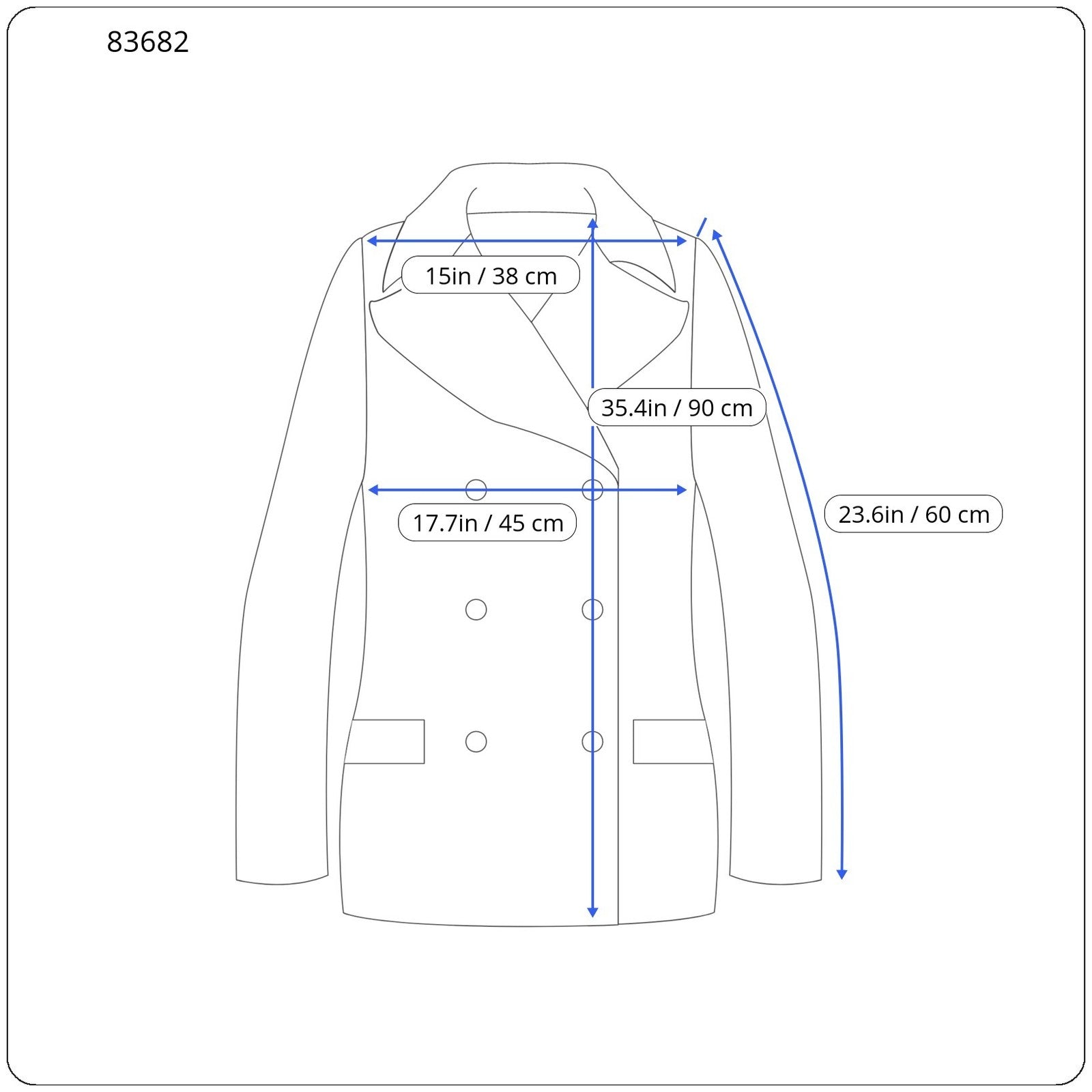 DESIGUAL Women Coat EU38 Full Zip Wool Blend Crew Neck Patterned Mid-Length