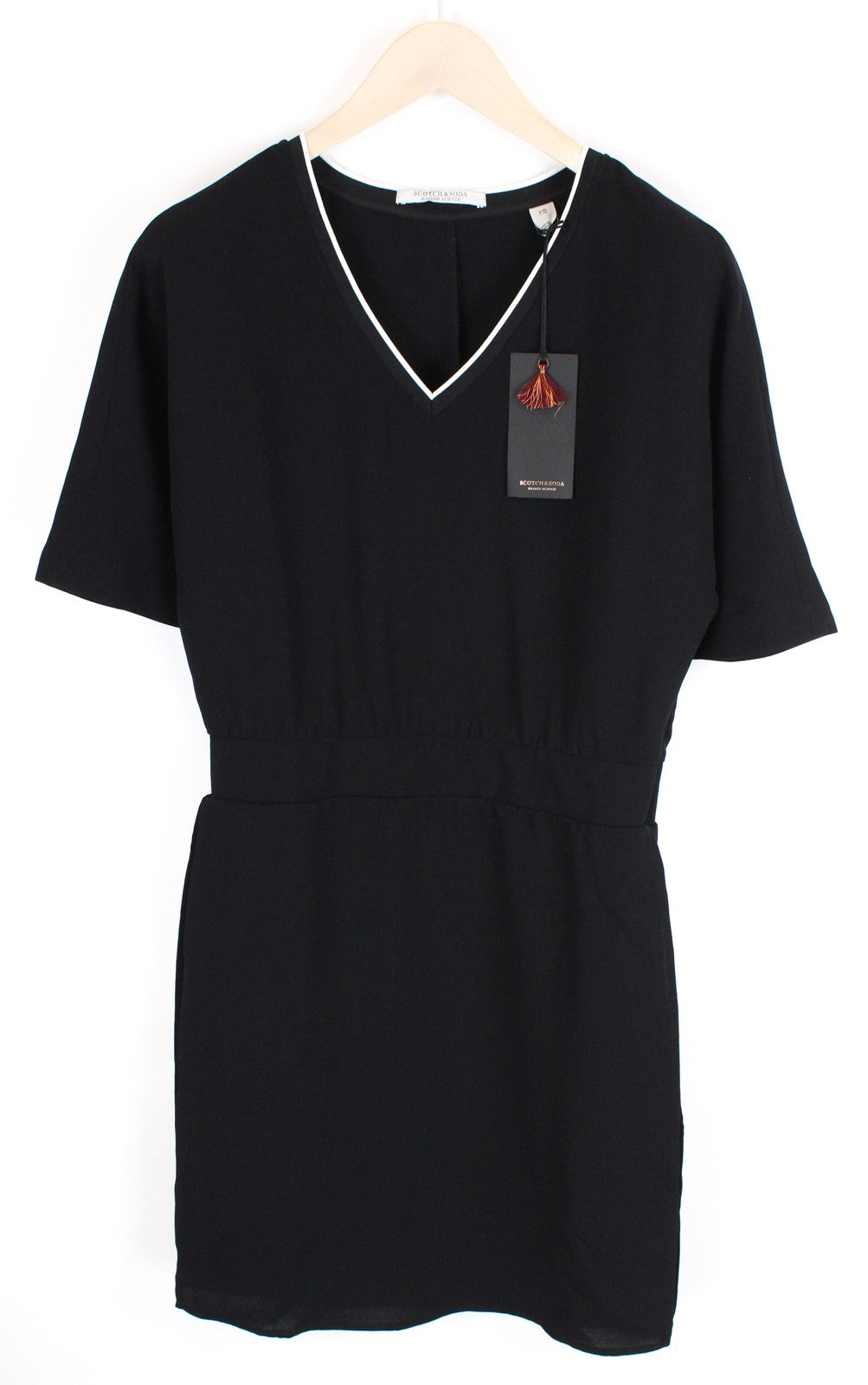 MAISON SCOTCH Womens Dress M Black Short Sleeve V-Neck Lined Casual Short