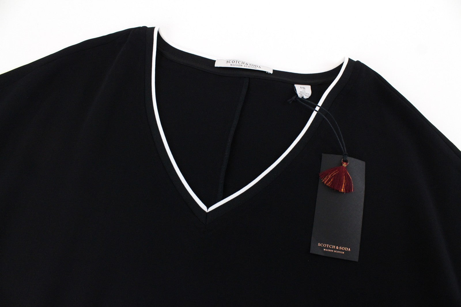 MAISON SCOTCH Womens Dress M Black Short Sleeve V-Neck Lined Casual Short