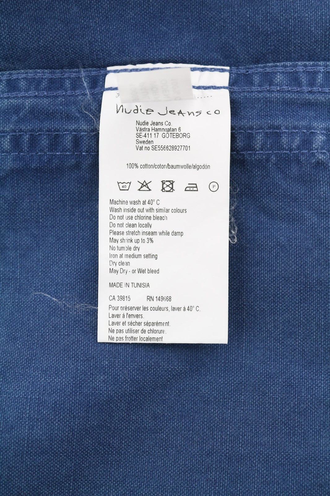 NUDIE Paul Mens Jacket S Worker Oden Blue Washed Buttoned Neck Unlined