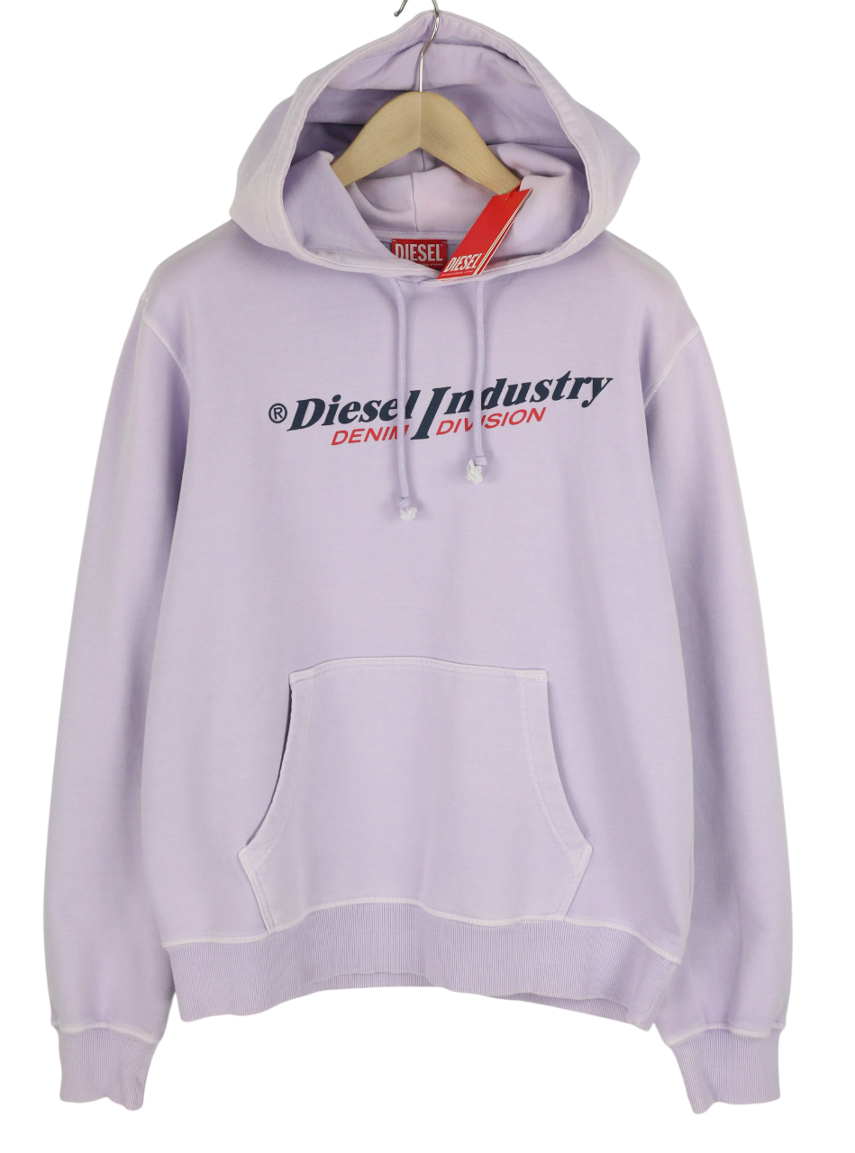 DIESEL S-Ginn-Hood-Ind Mens Hoodie L Light Purple Pullover Kangaroo RRP€175