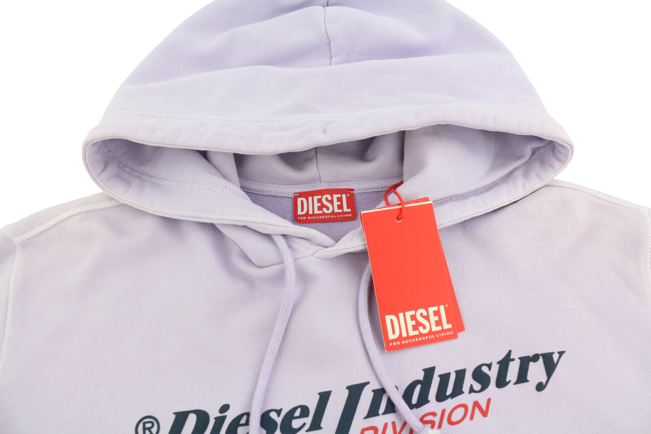 DIESEL S-Ginn-Hood-Ind Mens Hoodie L Light Purple Pullover Kangaroo RRP€175