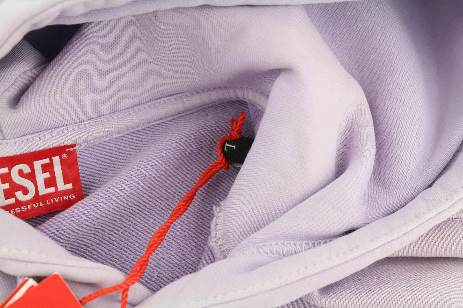 DIESEL S-Ginn-Hood-Ind Mens Hoodie L Light Purple Pullover Kangaroo RRP€175