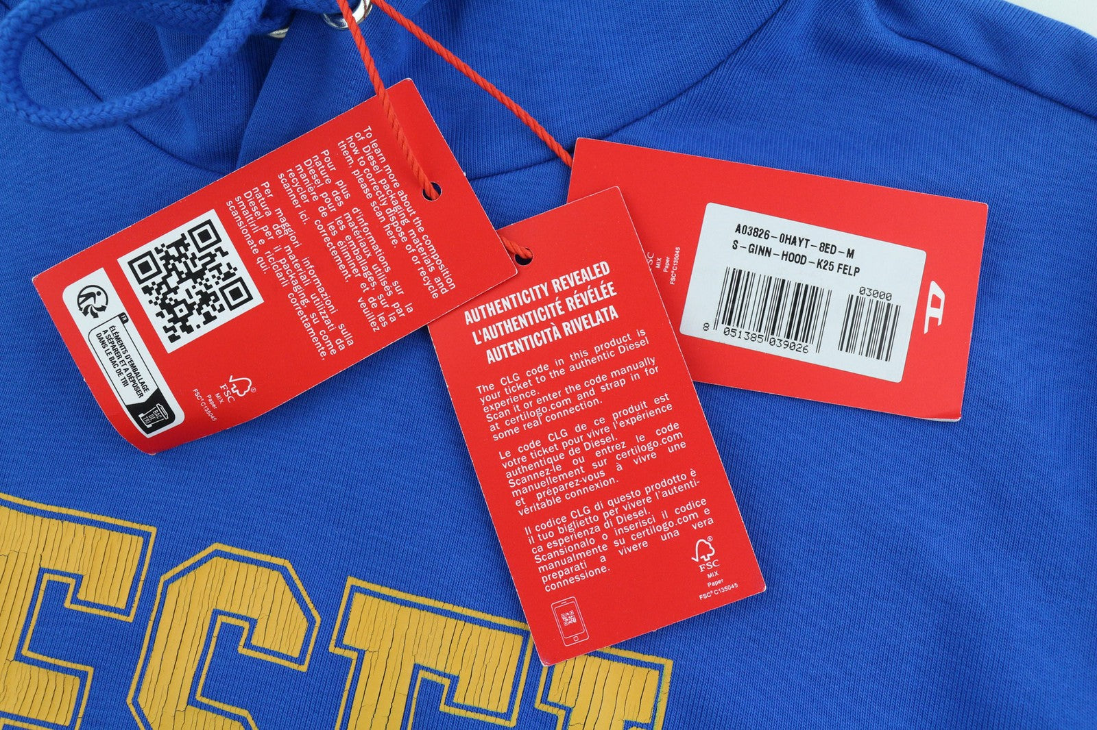 DIESEL S-Ginn-Hood-K25 Mens Hoodie M Blue Oversizedd Pullover Kangaroo RRP125