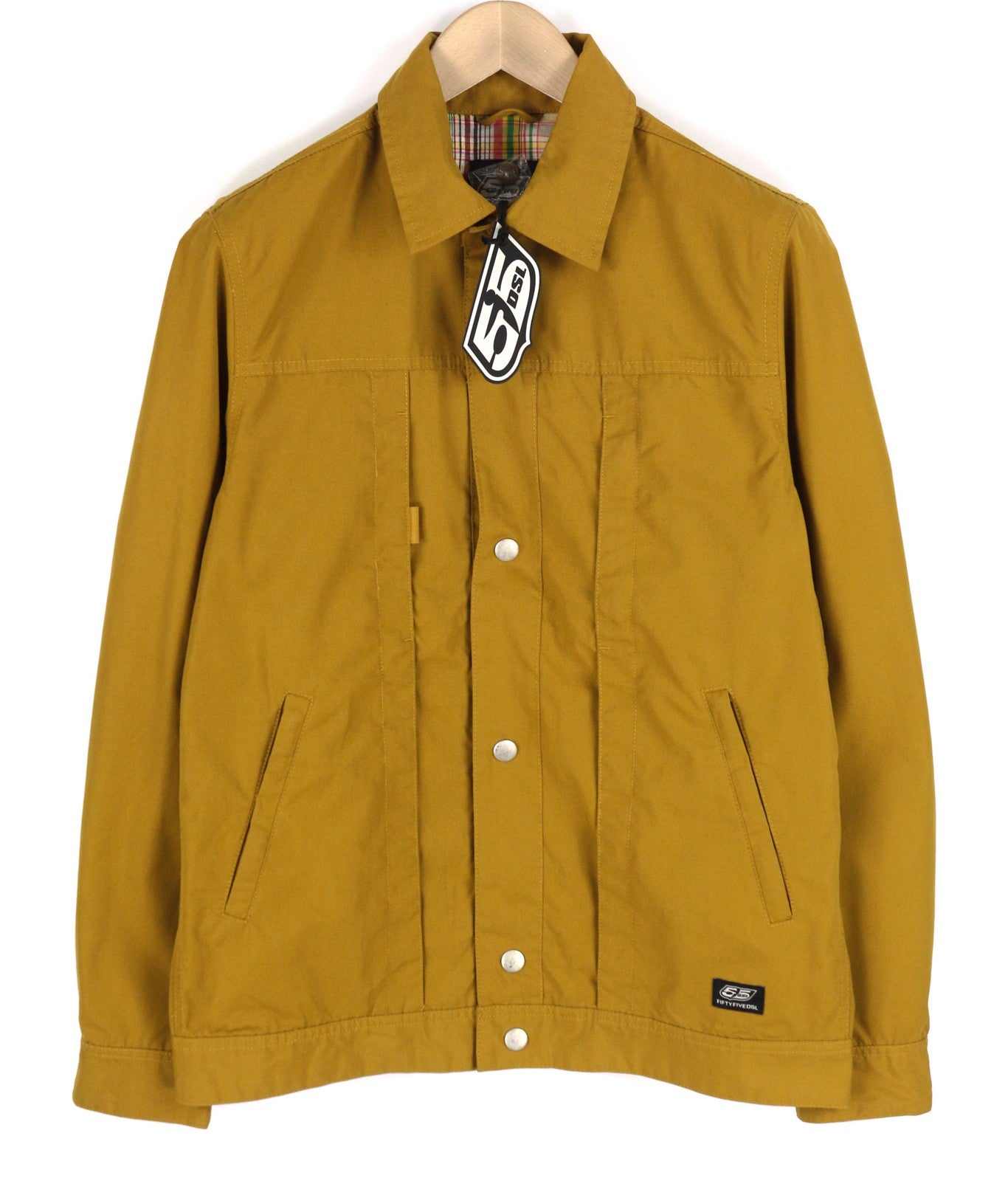 DIESEL Jerkley Mens Jacket M 55DSL Snap Buttons Lined Neck Pockets Mustard