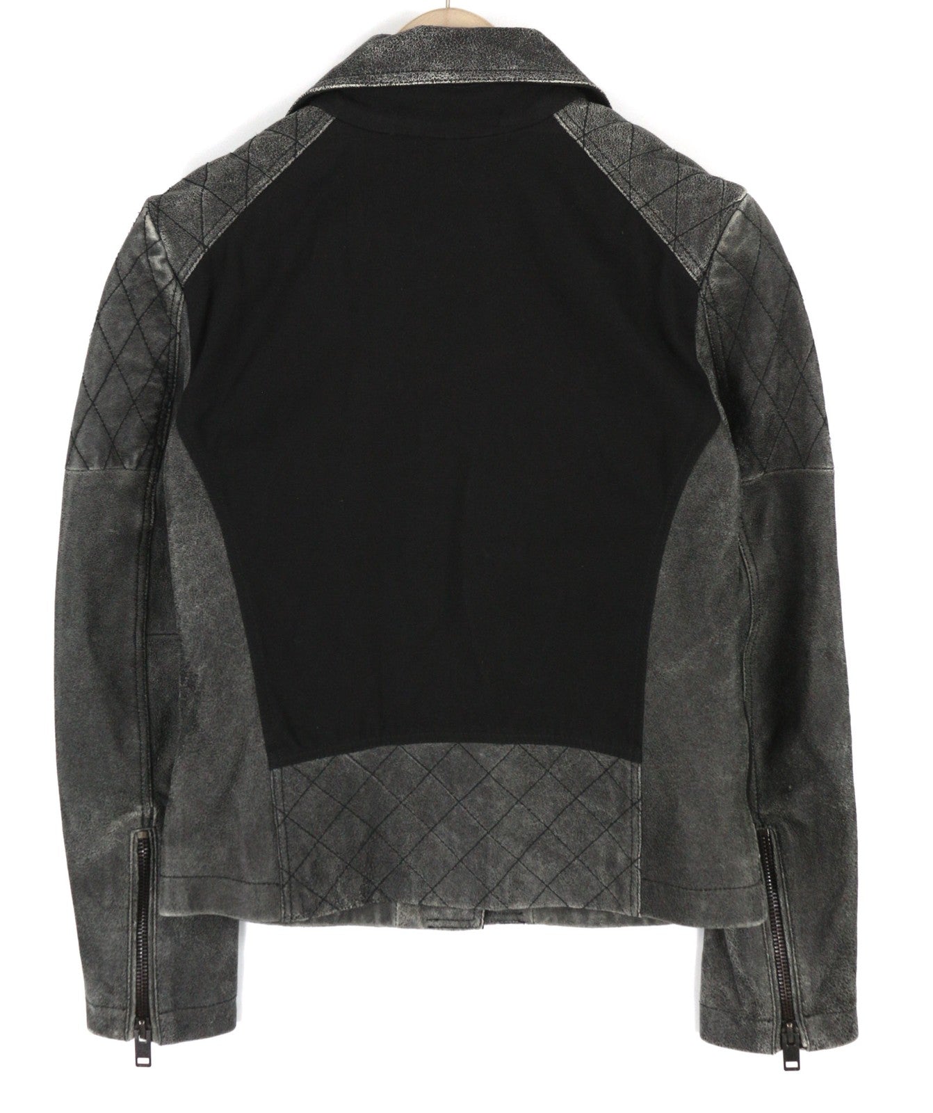 DIESEL L-Dada-A Womens Jacket M Dark Washed Goatskin Leather Asymm Zip RRP€410