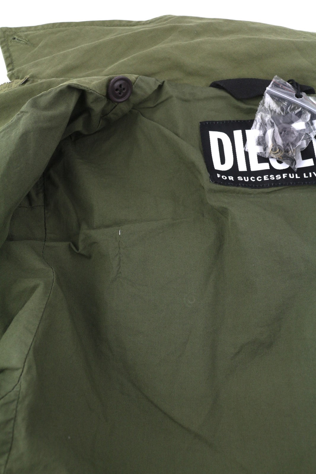 DIESEL G-Claudia Womens Jacket S Khaki Green Linen Blend Drawstring Waist