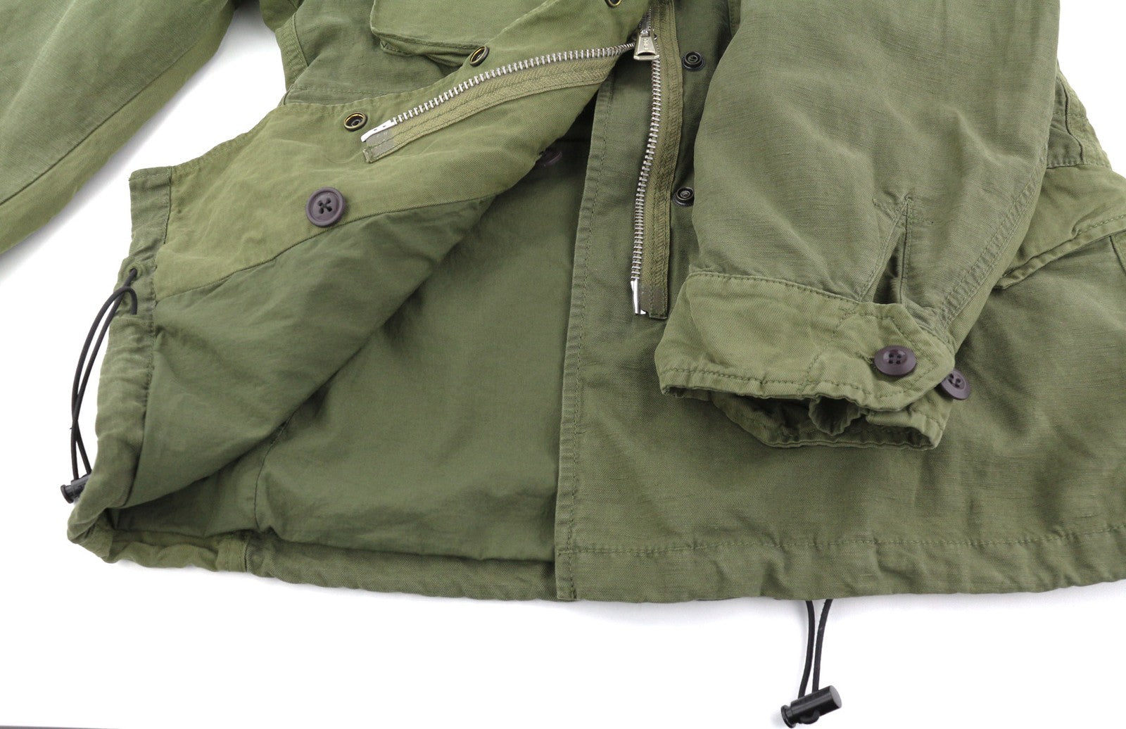 DIESEL G-Claudia Womens Jacket S Khaki Green Linen Blend Drawstring Waist