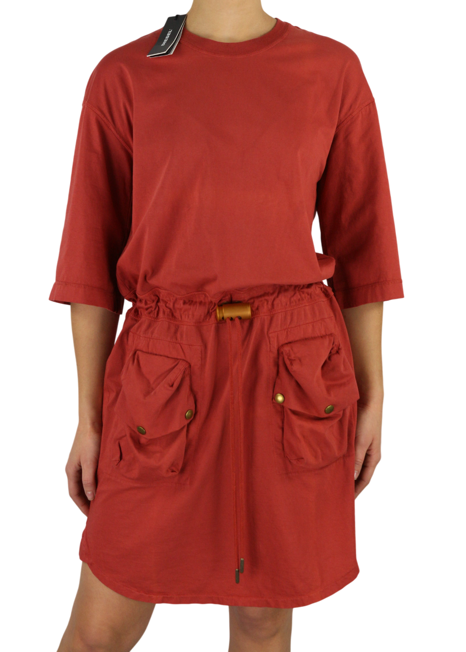 DIESEL D-Bells-B Womens Dress S 3/4 Sleeves Crew Neck Drawstring Waist RRP€110