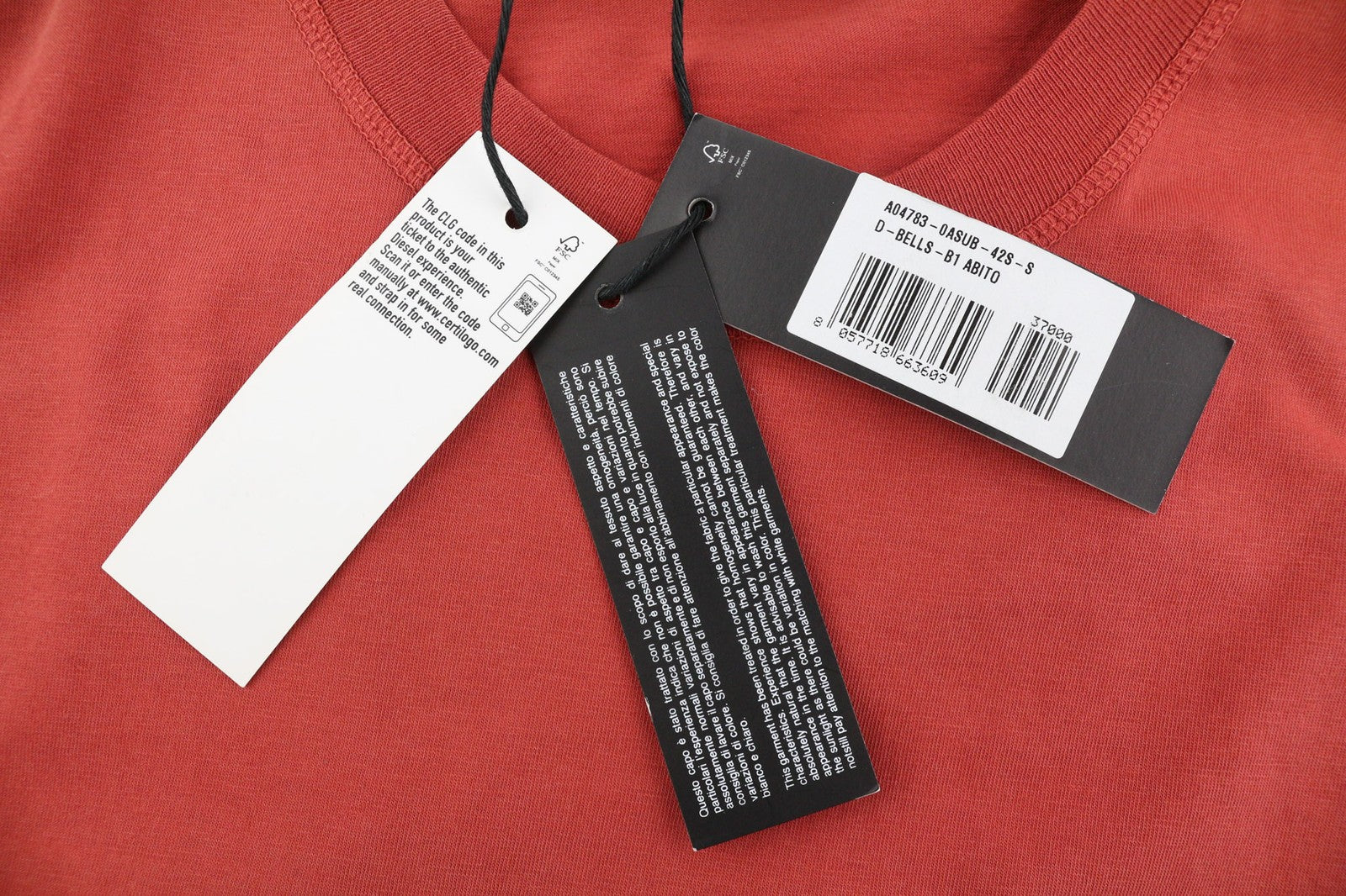 DIESEL D-Bells-B Womens Dress S 3/4 Sleeves Crew Neck Drawstring Waist RRP€110