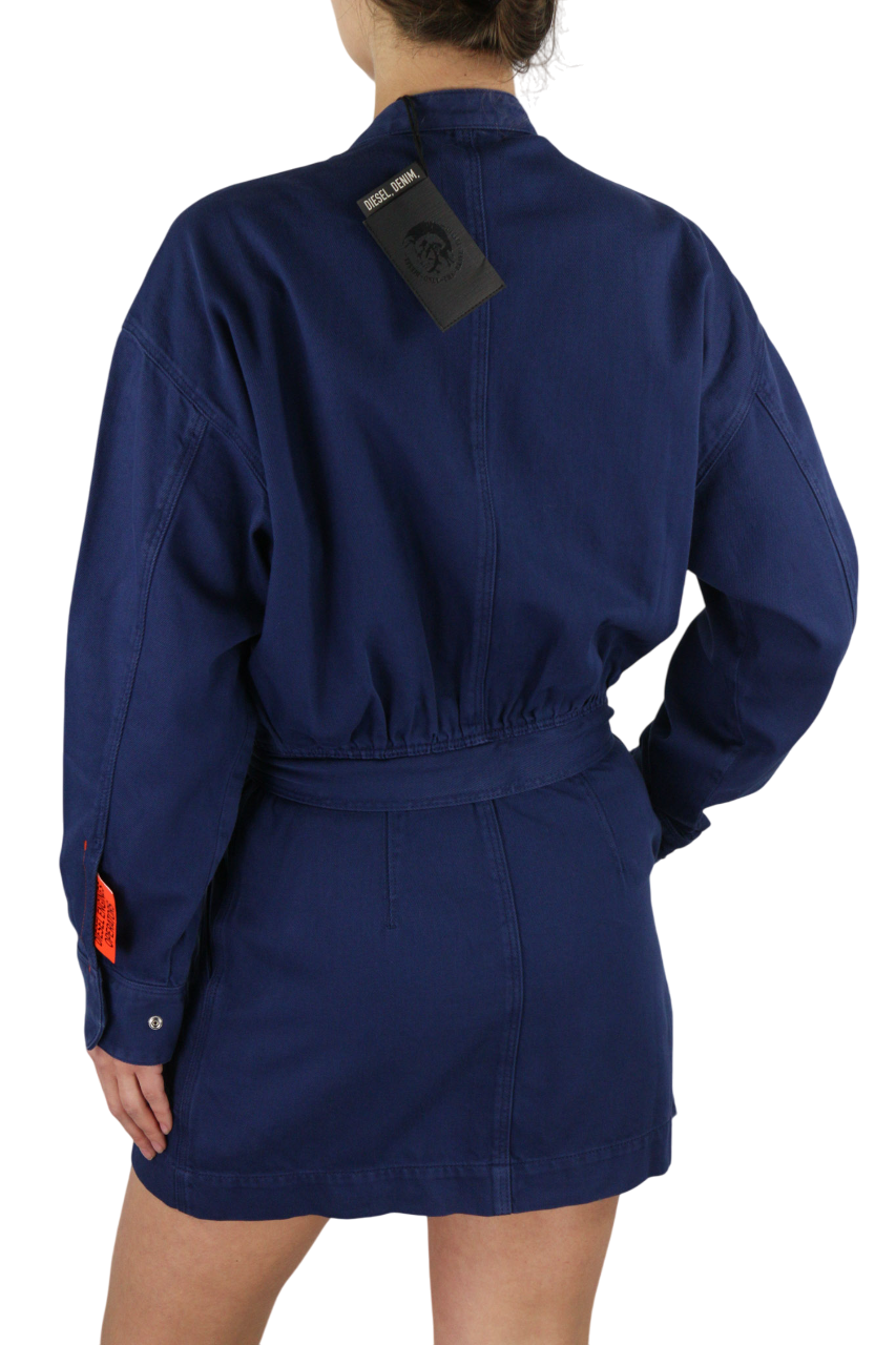 DIESEL De-Angelica-SP Women Dress S Blue Long Sleeve Full Zip Pockets RRP295