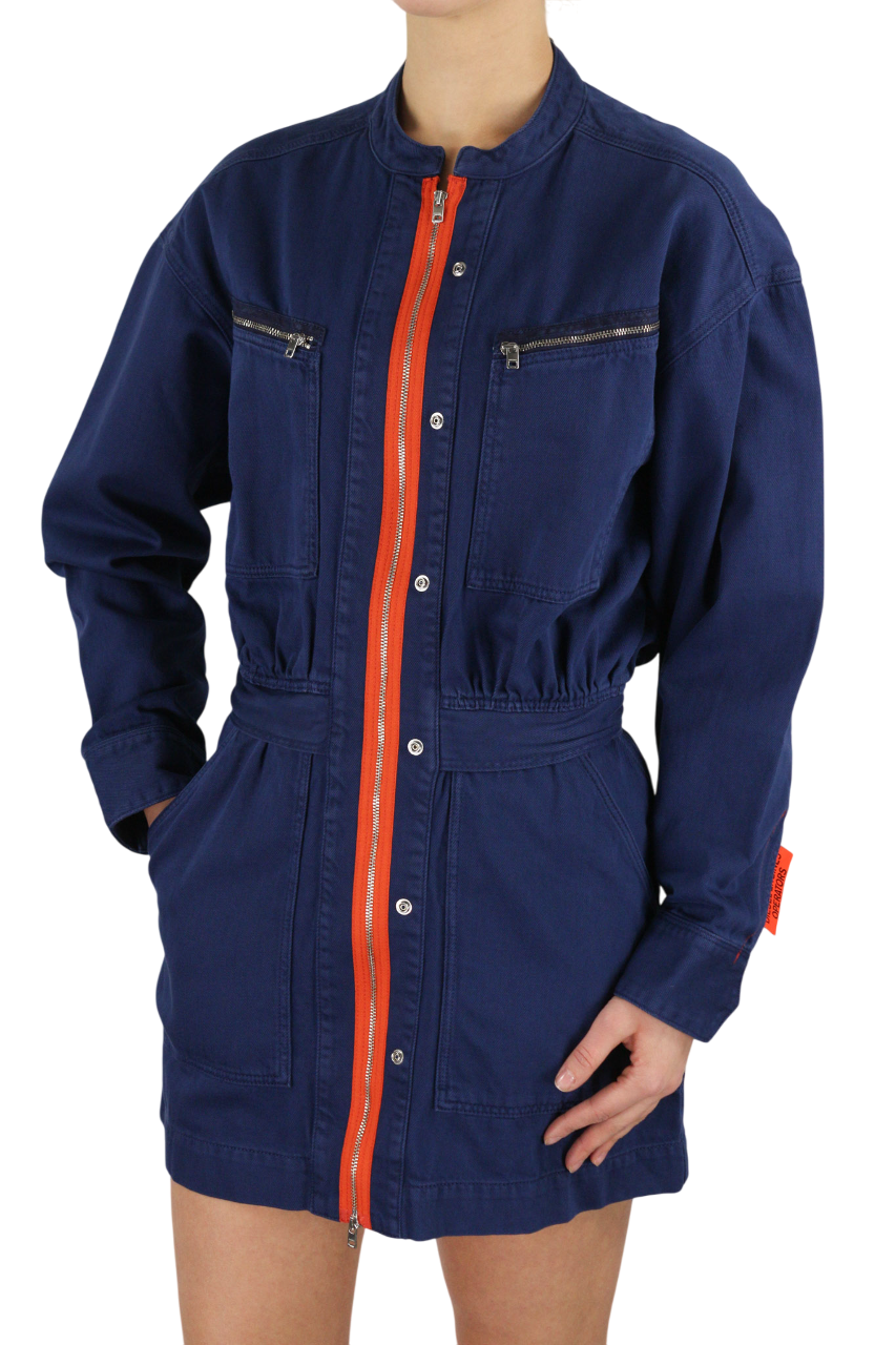 DIESEL De-Angelica-SP Womens Dress S Blue Long Sleeve Zipper Pockets RRP€295