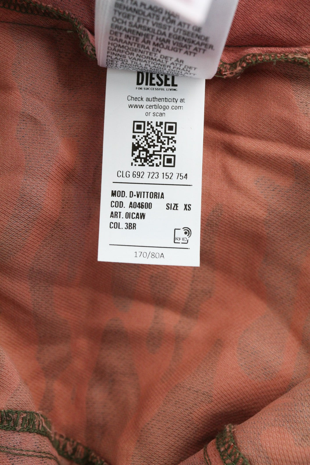 DIESEL D-Vittoria Womens Dress XS Long Sleeve Belted Camouflage Back RRP€350