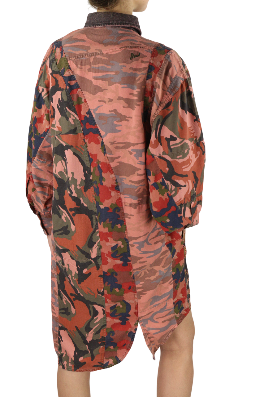 DIESEL D-Vittoria Womens Dress S Long Sleeve Belted Camouflage RRP€350