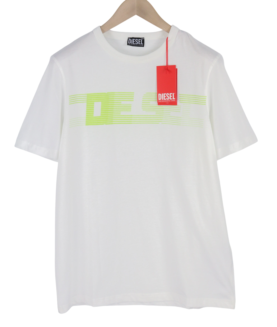 DIESEL T-Just-E19 Men T-Shirt M Short Sleeved Crew Neck Front  Tricot White