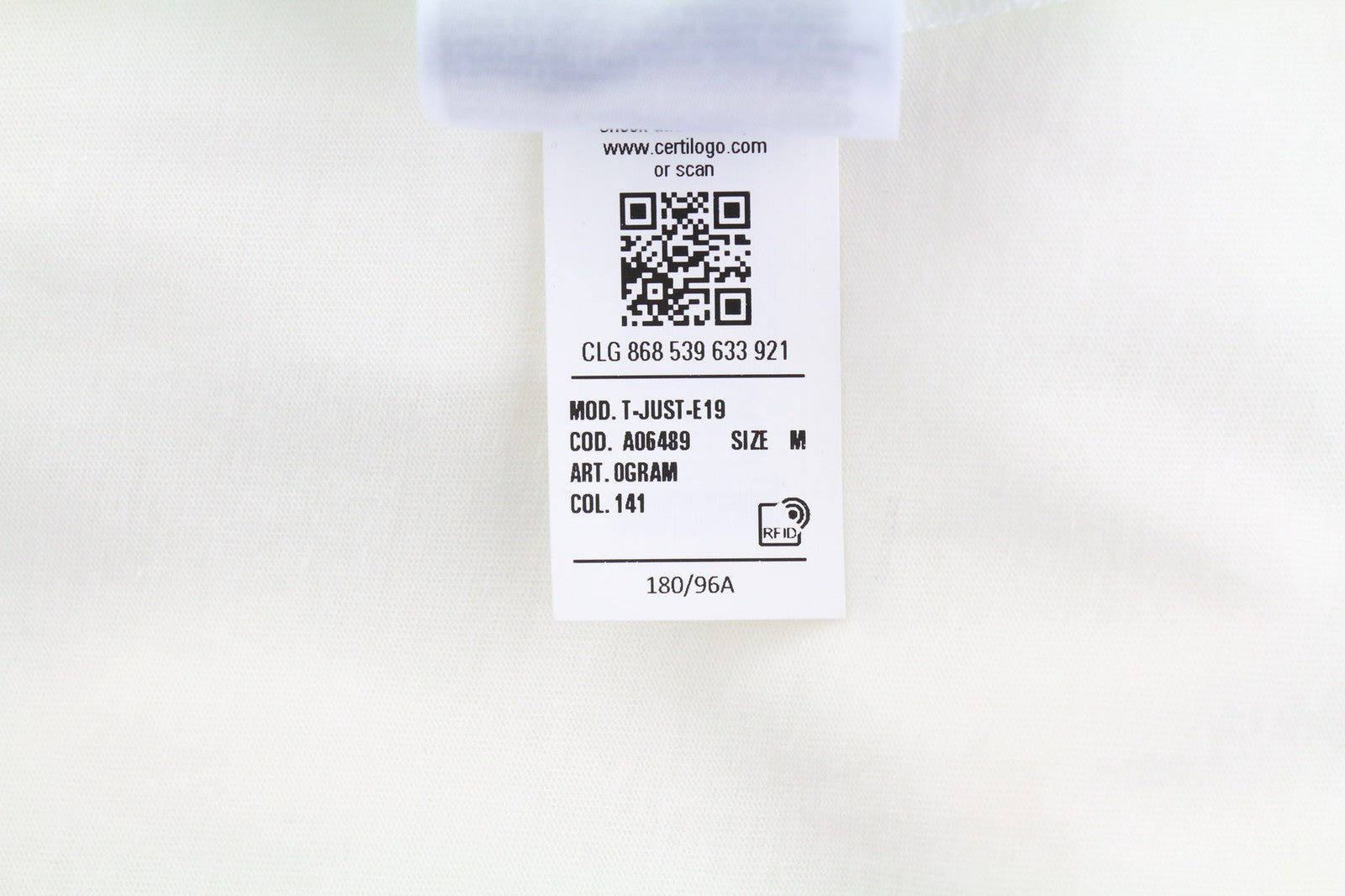 DIESEL T-Just-E19 Men T-Shirt M Short Sleeved Crew Neck Front  Tricot White