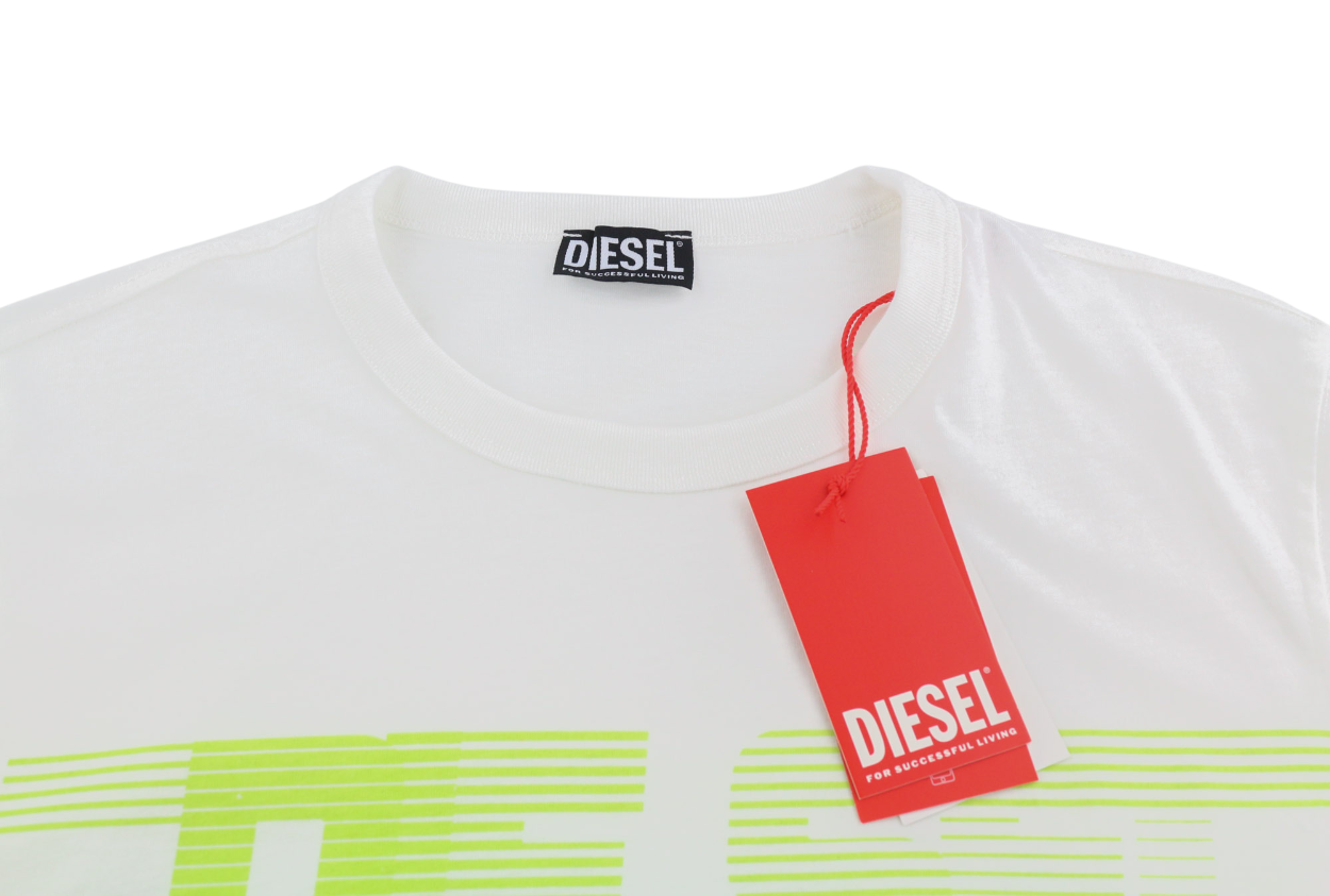 DIESEL T-Just-E19 Mens T-Shirt XL Short Sleeved Crew Neck Front  Tricot White
