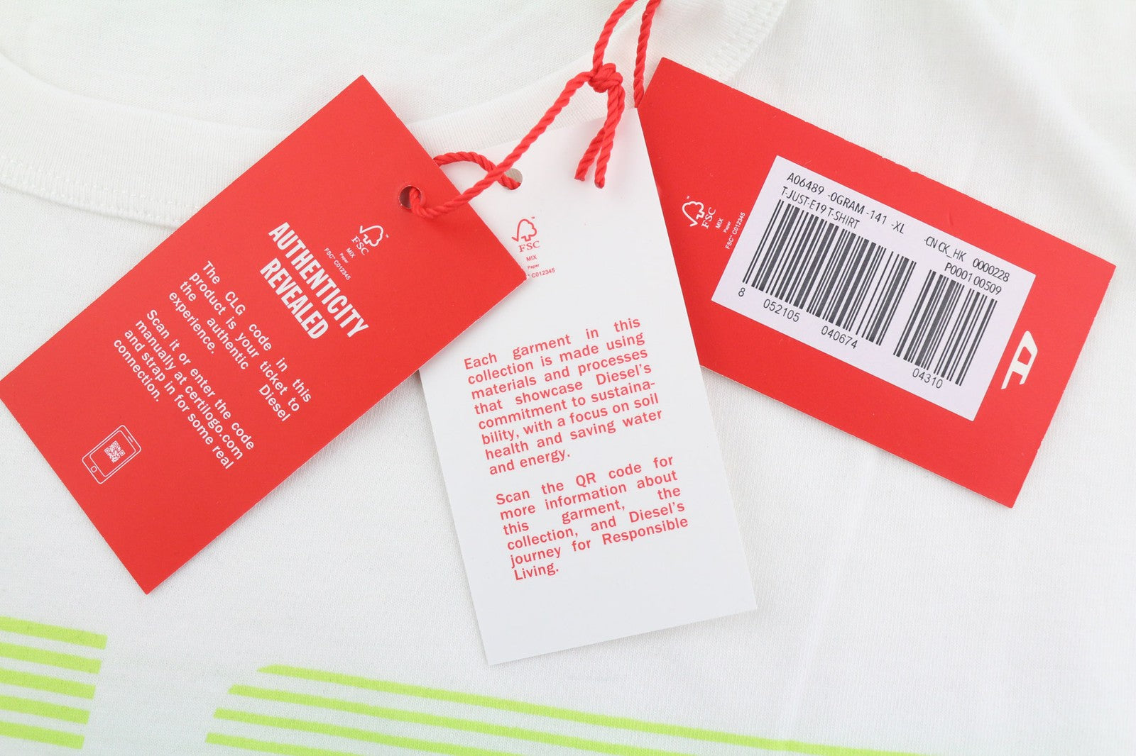 DIESEL T-Just-E19 Mens T-Shirt XL Short Sleeve Crew Neck Front  Tricot Light