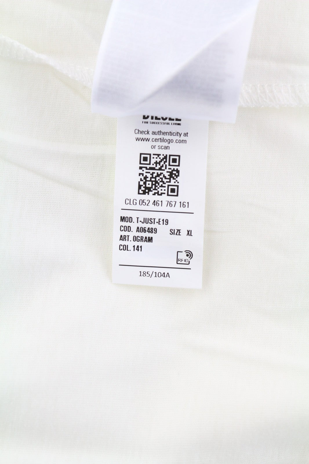 DIESEL T-Just-E19 Mens T-Shirt XL Short Sleeve Crew Neck Front  Tricot Light