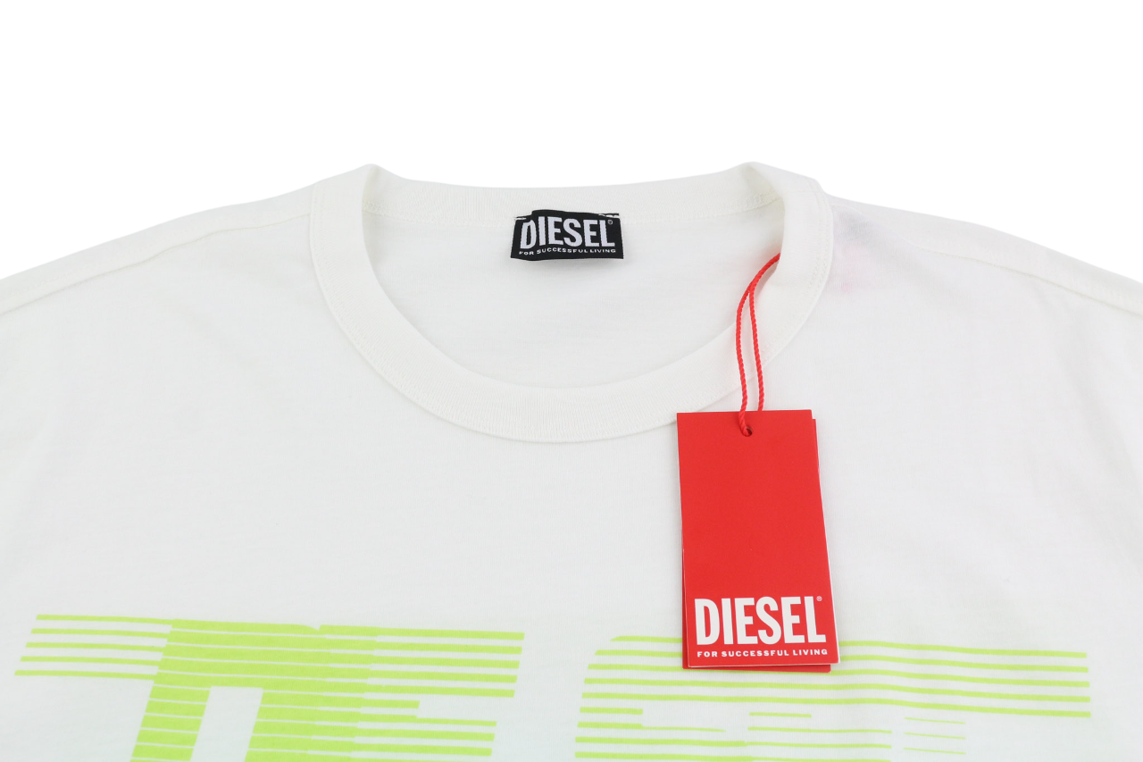 DIESEL T-Just-E19 Mens T-Shirt 2XL Short Sleeve Crew Neck Front  Tricot White