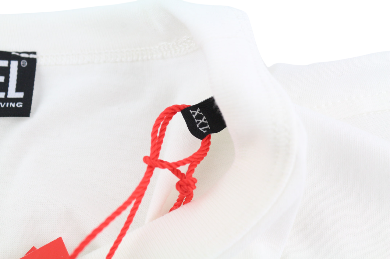 DIESEL T-Just-E19 Mens T-Shirt 2XL Short Sleeve Crew Neck Front  Tricot White