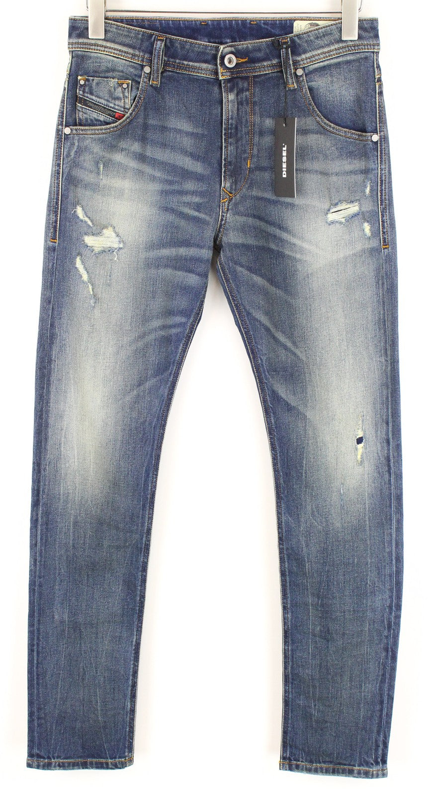 DIESEL Krayver R6ZD4 Mens Jeans W28/L32 Blue Slim Carrot  Ripped Cotton