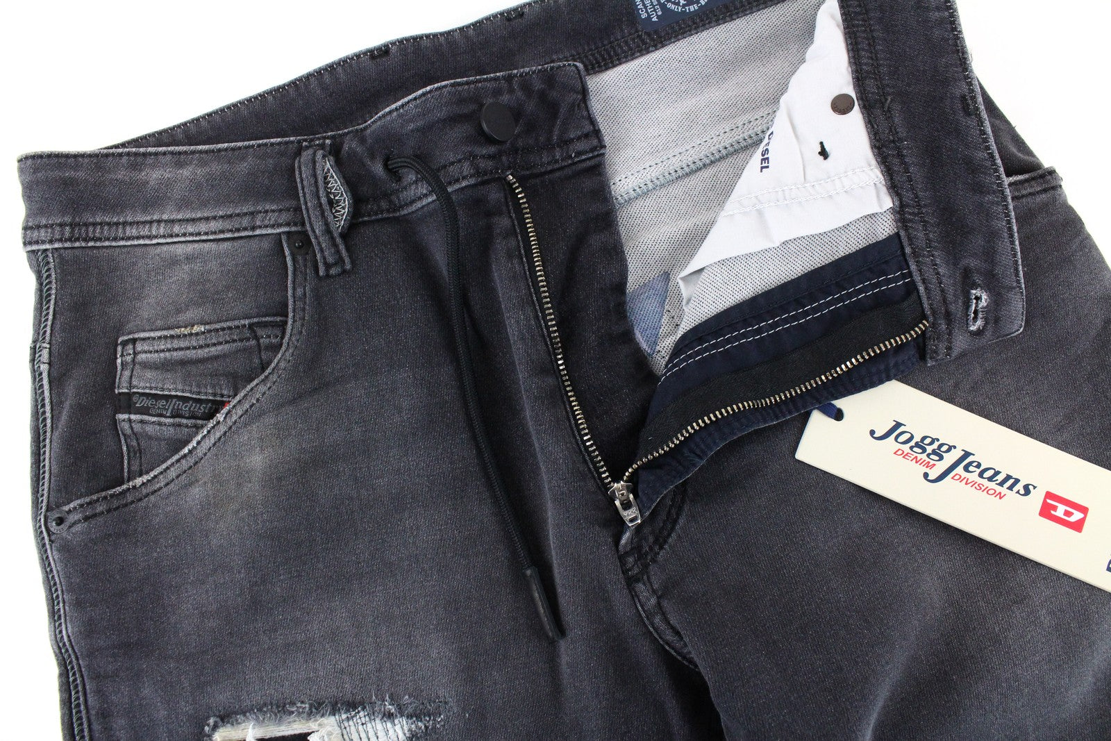 DIESEL Krooley CB-NE 069EM Mens Jeans W28 Grey Jogg Sweat Slim  Distressed