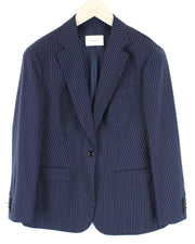 SUISTUDIO Cameron Womens Blazer UK14S Blue Striped Wool Single-Breasted
