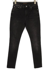 NUDIE Pipe Led Womens Jeans W27/L30 Used Black Organic Cotton Slim  Denim