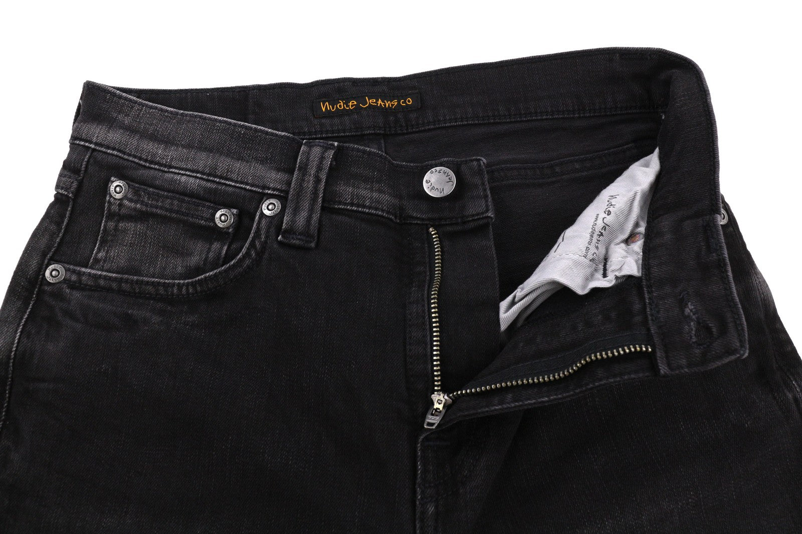 NUDIE Pipe Led Womens Jeans W27/L30 Used Black Organic Cotton Slim  Denim