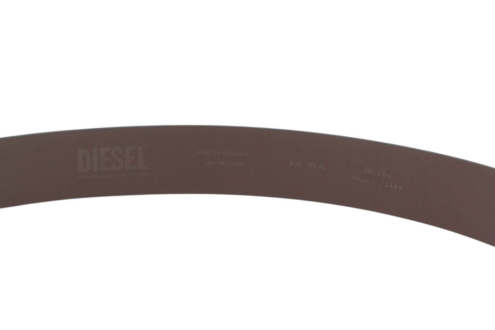 DIESEL B-Billover Men Belt 105CM Brown Leather Printed Silver Tone Buckle Logo