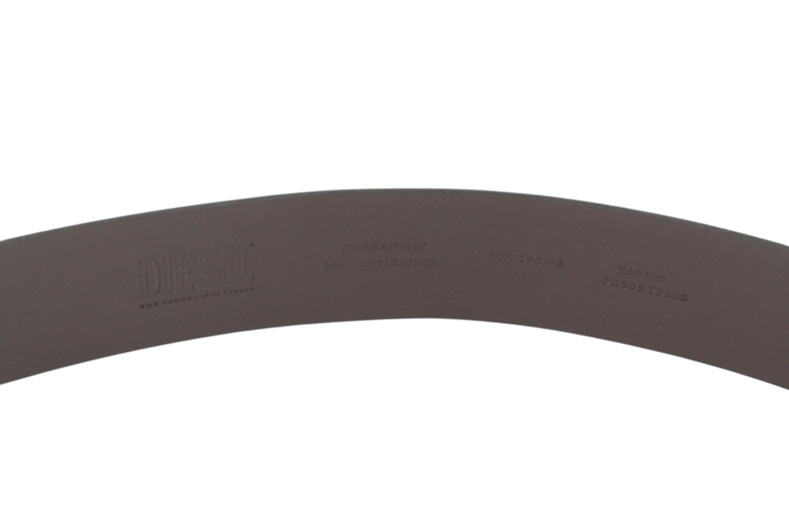 DIESEL B-Illy Men Belt 100 CM Dark Green Leather Silver Tone Buckle Casual Logo