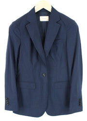 SUISTUDIO Cameron Womens Blazer UK10R Navy Checked Wool Single-Breasted