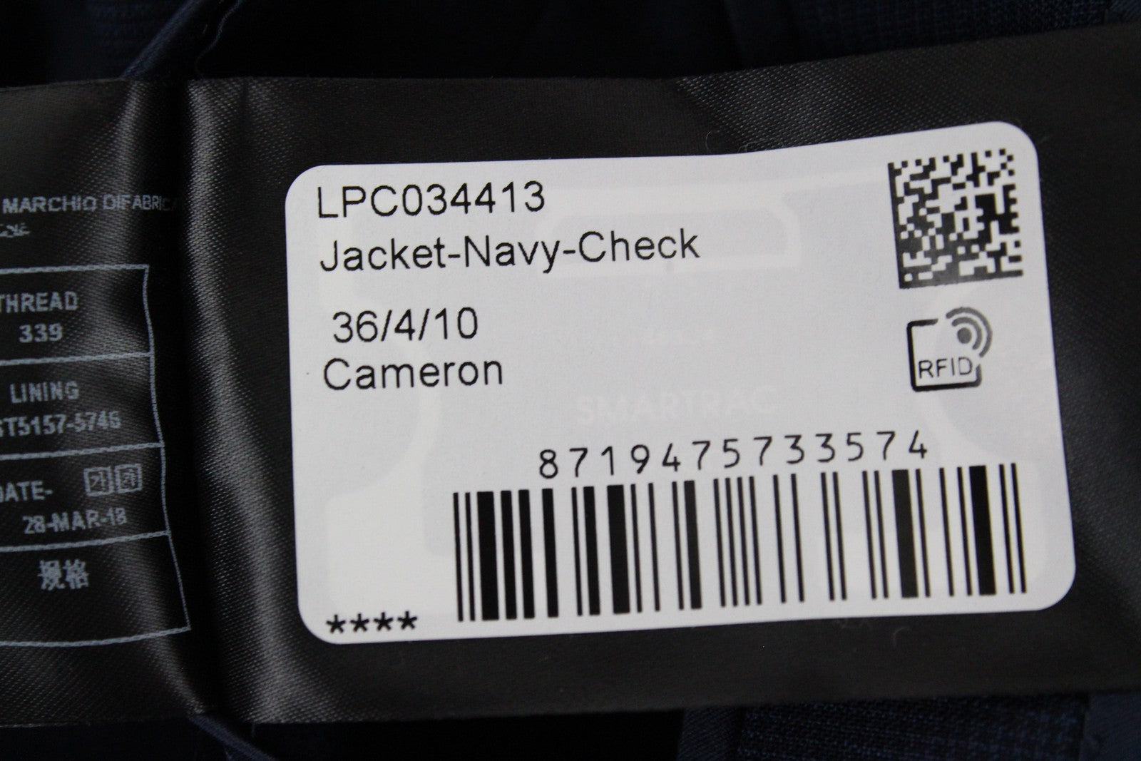 SUISTUDIO Cameron Womens Blazer UK10R Navy Checked Wool Single-Breasted