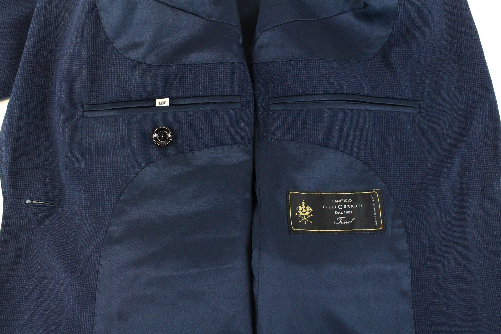 SUISTUDIO Cameron Womens Blazer UK10R Navy Checked Wool Single-Breasted