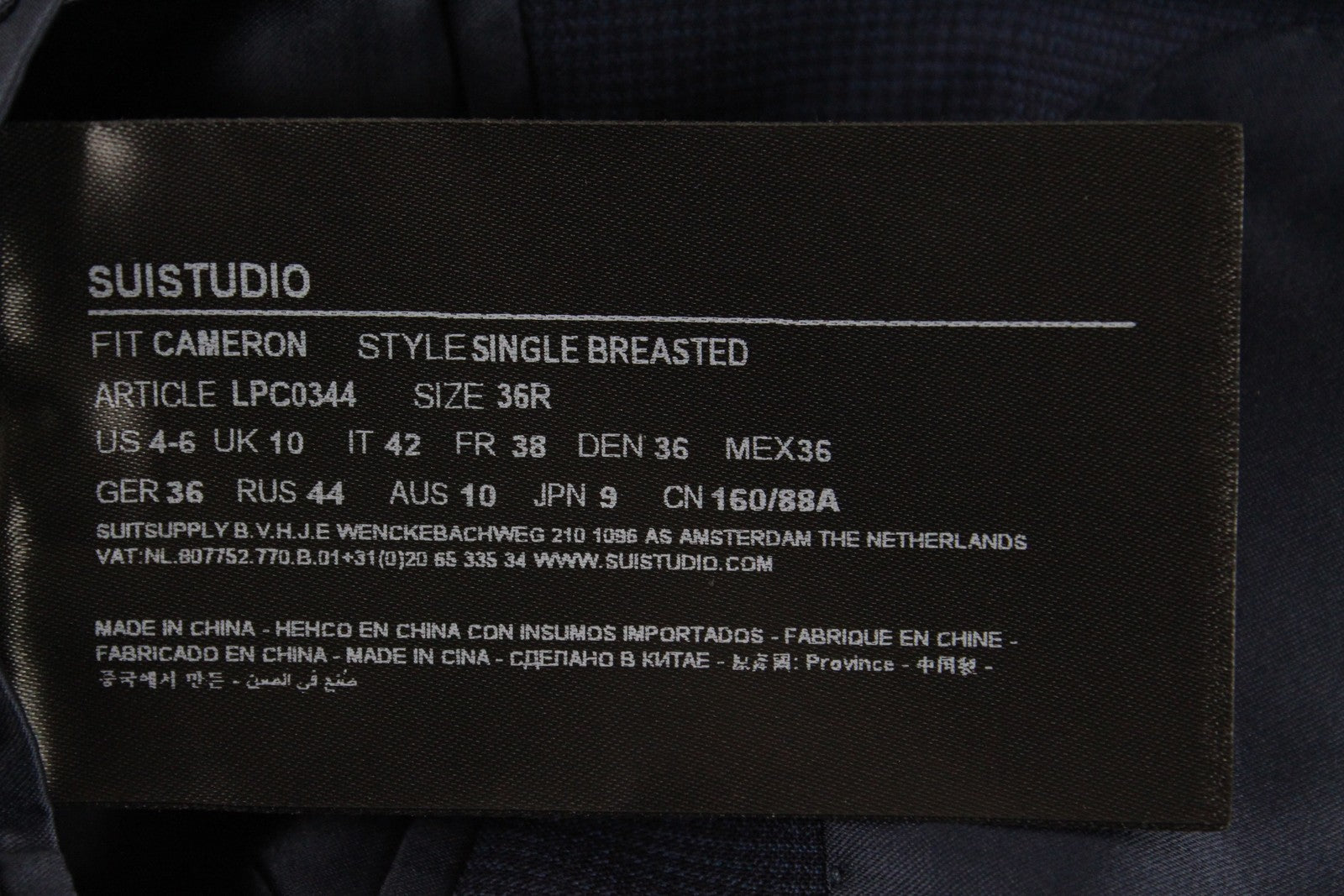 SUISTUDIO Cameron Womens Blazer UK10R Navy Checked Wool Single-Breasted